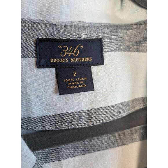 Brooks Brothers 100% Linen Shirtdress Sz 2 Dress Blue White Stripes 3/4 Sleeve - Picture 6 of 14